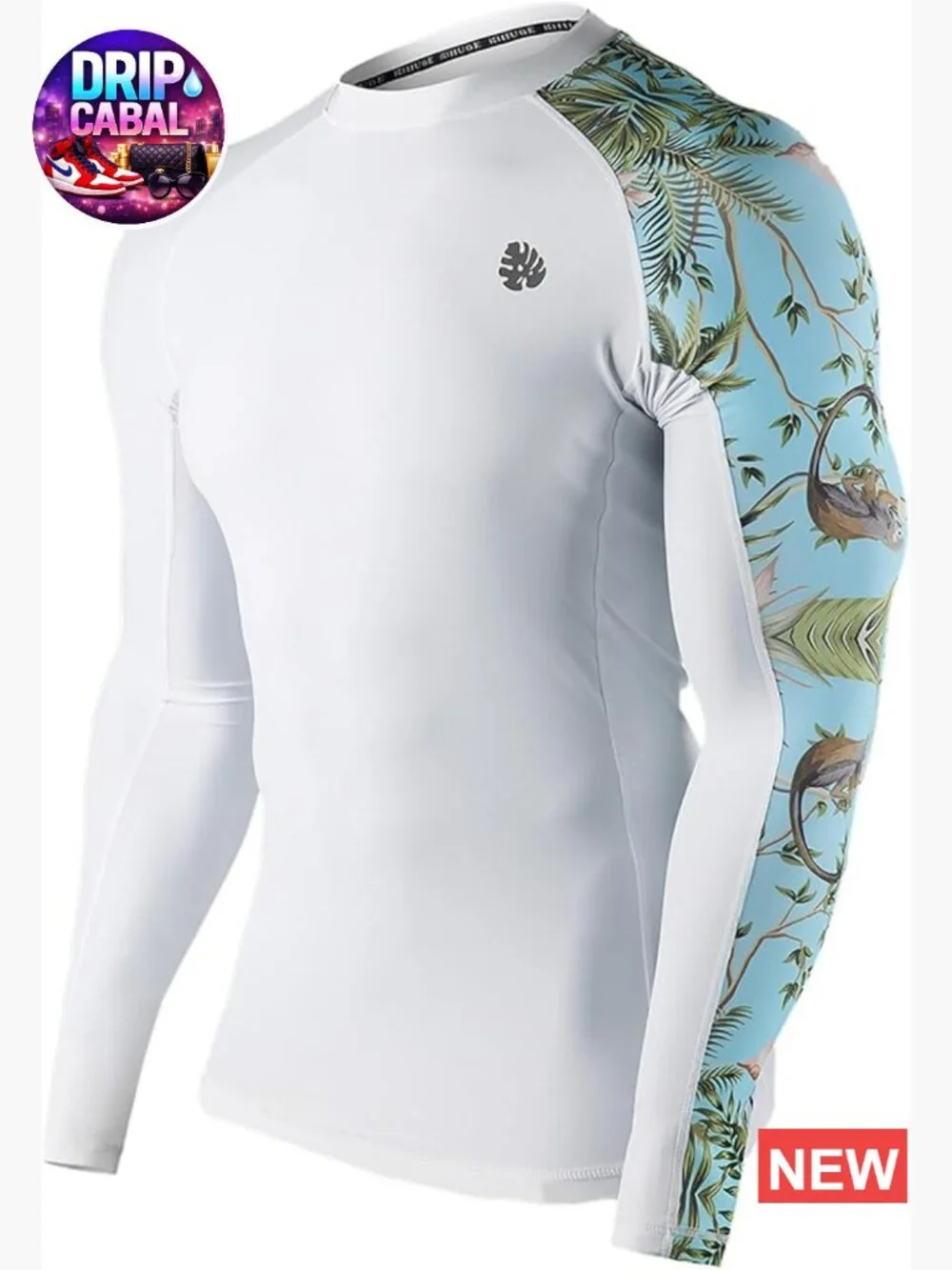 Men's UPF 50+ Long Sleeve Rash Guard Compression Swim Shirt Quick Dry
